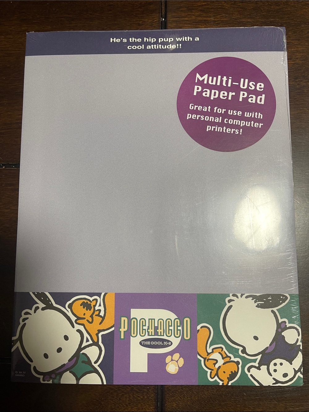 vintage 1997 Sanrio Pochacco "The Cool K-9" multi-use paper pad